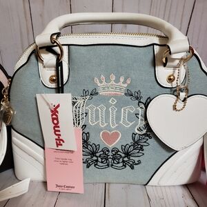 Juicy Couture velour bowler bag blue denim. Brand new with tags.